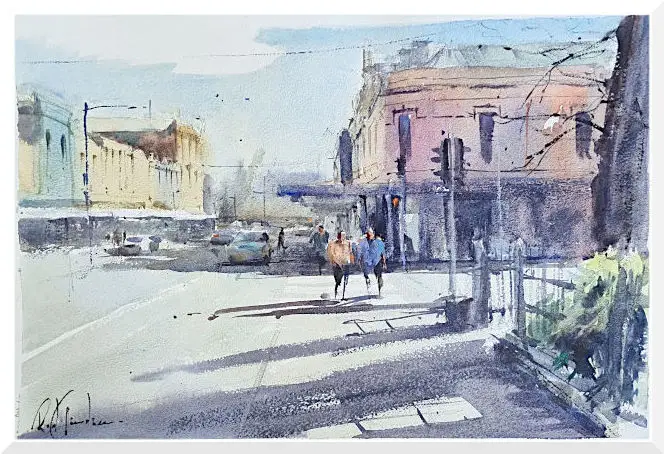 A watercolour painting by Rod Gardner
